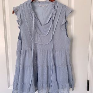 Powder Blue Ruffle Baby Doll Top - Size Large